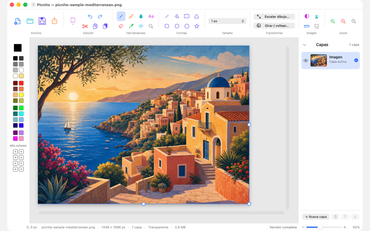 Editor completo de Picnite en macOS